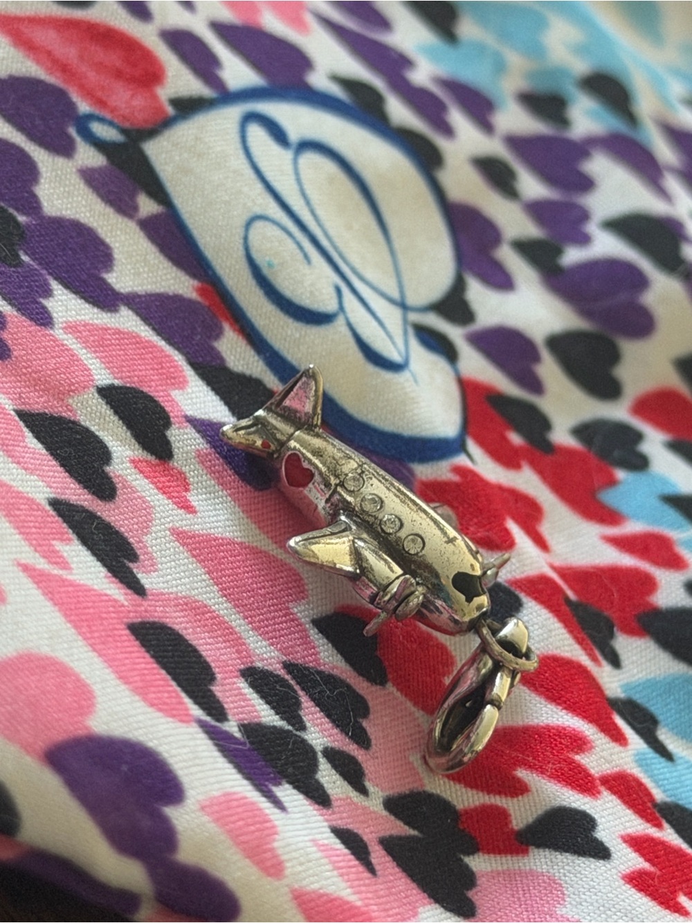 Brighton Jewelry AIRPLANE WITH HEART Charm Pendant RETIRED Collectors Clasp